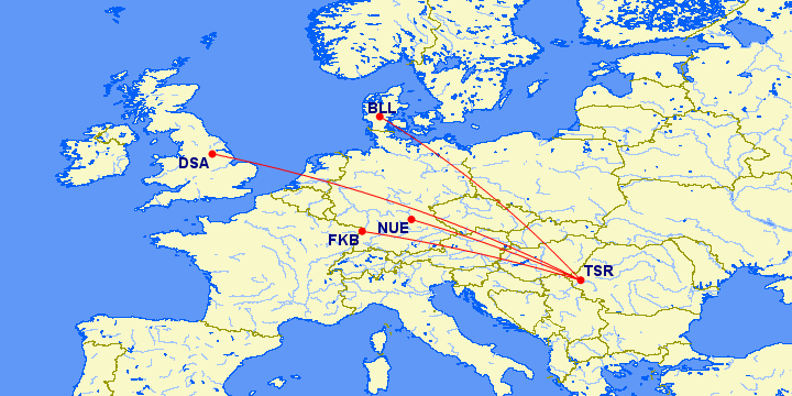 Harta noilor destinații operate de Wizz Air de la Timișoara